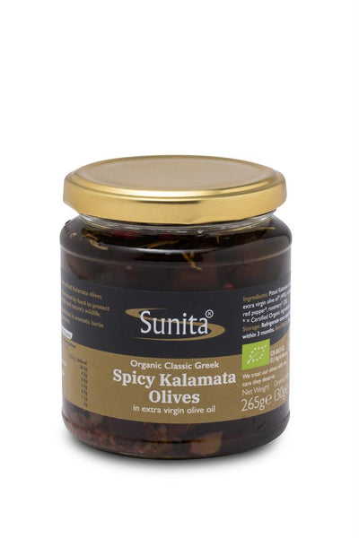 Hand-picked Organic Spicy Kalamata Olives 265g