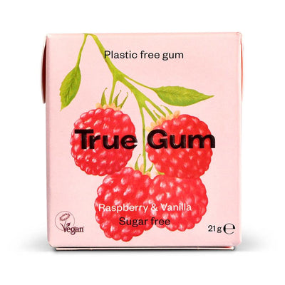 Vegan and Sugar Free Chewing Gum - Raspberry & Vanilla 21g