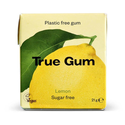 Plastic Free, Vegan and Sugar Free Chewing Gum - Lemon 21g