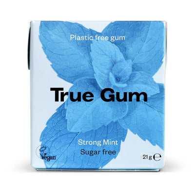 Plastic Free, Vegan and Sugar Free Chewing Gum - Strong Mint 21g