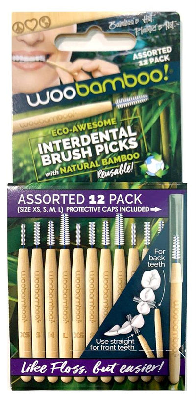 Bamboo Interdental Brush Picks -Assorted (12 pack)
